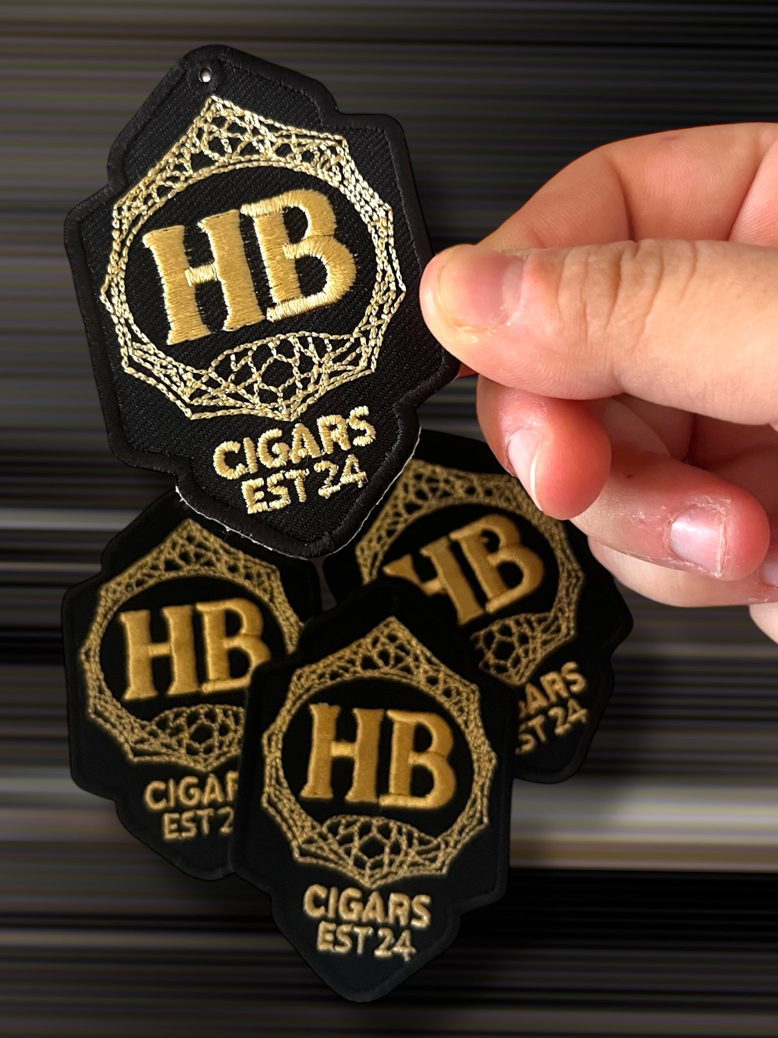 HoneyBee Cigars "HB" Gold Stitched Patch
